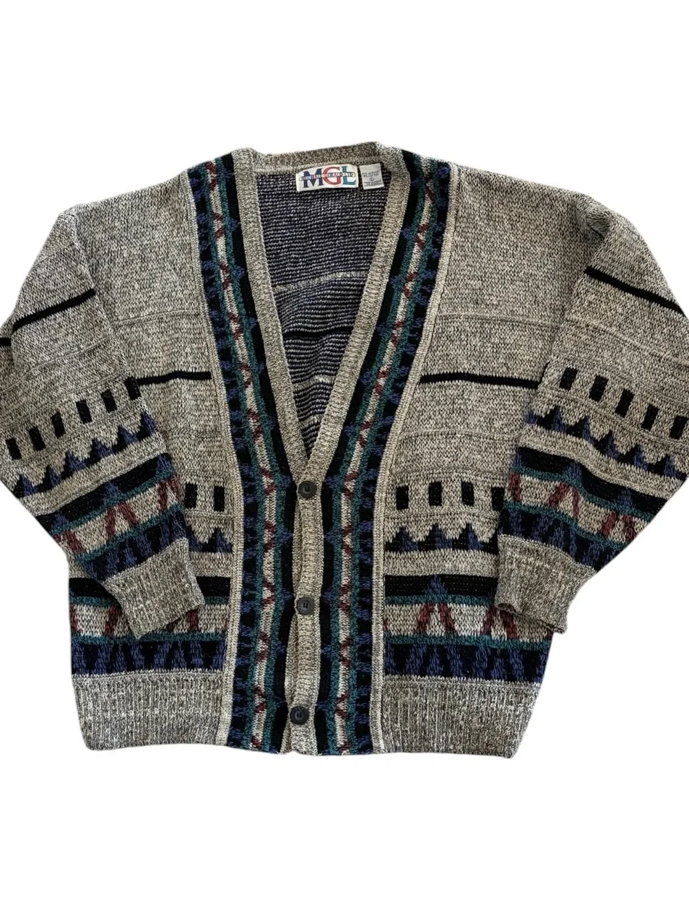 Vintage 90's Michael Gerald Ltd. Cardigan Grandpa Streetwear Sweater Size L - Picture 1 of 6
